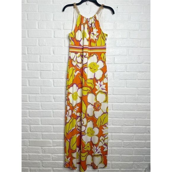 Trina Turk Chain Strap Floral Maxi Dress size 2 - Picture 1 of 8